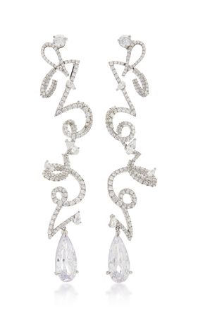 Script 18k White Gold Diamond Earrings By Anabela Chan | Moda Operandi