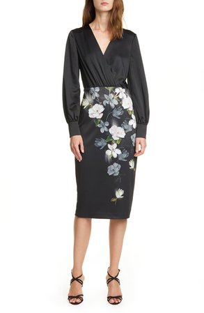 Ted Baker London Alithea Floral Long Sleeve Midi Dress | Nordstrom