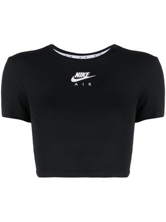 Shop black Nike logo-print cropped T-shirt with Express Delivery - Farfetch