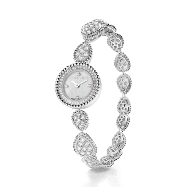 BOUCHERON, SERPENT BOHÈME Jewelry watch in white gold with diamonds, mother-of-pearl dial with 4 diamonds, diamonds paved bracelet