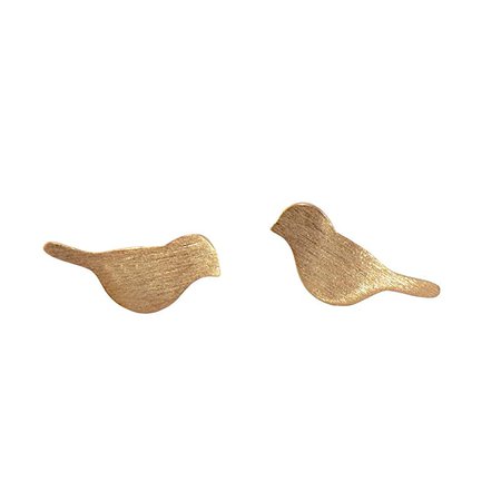 Amazon.com: 925 Sterling Silver Rose Gold Plated Little Brids Earrings Studs: Handmade