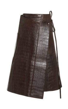 Apron Croc-Effect Leather Midi Wrap Skirt By Peter Do | Moda Operandi