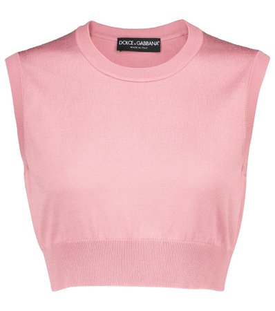 Dolce & Gabbana - Ribbed-knit silk crop top | Mytheresa