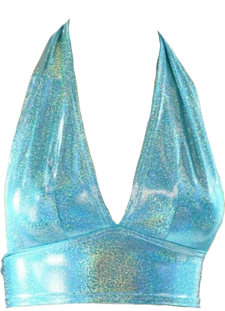 seafoam holographic spandex halter top