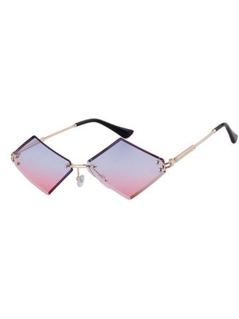 Purple pink ombré lens diamond shaped sunglasses