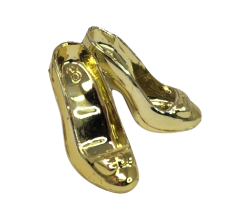 VINTAGE 1990's MATTEL BARBIE PAIR SHINY METALLIC GOLD HIGH HEEL HEELS SHOES | eBay
