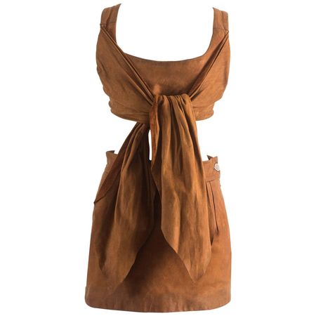 Vivienne Westwood Brown Leather Corset and Mini Skirt Set