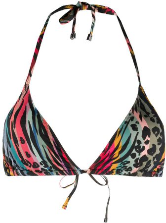 animal-print triangle bikini top
