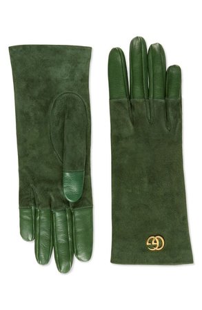 Gucci Viola Suede & Leather Gloves