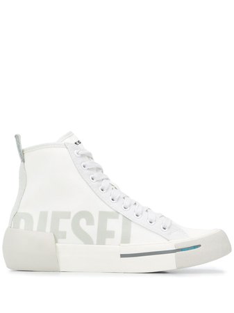 Shop Diesel high top logo print sneakers with Express Delivery - FARFETCH