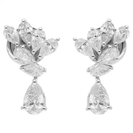 1.82 Carat SI Clarity HI Color Diamond Earrings 18 Karat White Gold Fine Jewelry For Sale at 1stDibs | diamond color hi, diamond h1 color, what is h-i color in diamonds