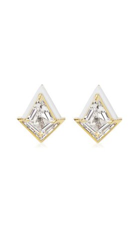 Twinkle Enameled 18k Yellow Gold Diamond Earrings By Emily P. Wheeler | Moda Operandi