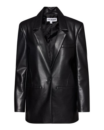 AUDREY Blazer Black | Women's Oversized Vegan Leather Blazer – Steve Madden