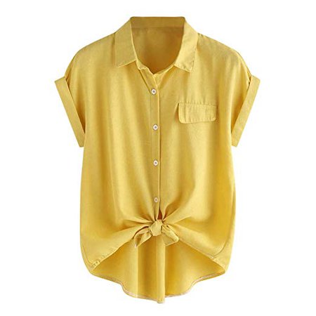 yellow blouse button up short sleeve - Google Search