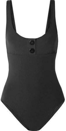 Pop Line Up Button-detailed Swimsuit - Black