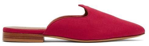 Le Monde Beryl - Venetian Backless Linen Loafers - Womens - Red