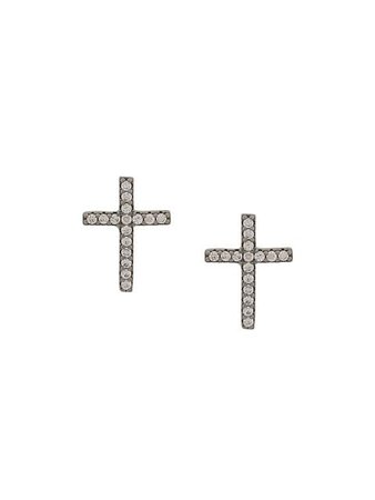 Federica Tosi Cubic Zirconia Cross Studs - Farfetch