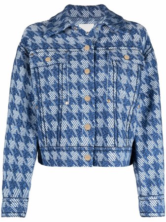 Shop SANDRO knitted houndstooth button-up jacket with Express Delivery - FARFETCH