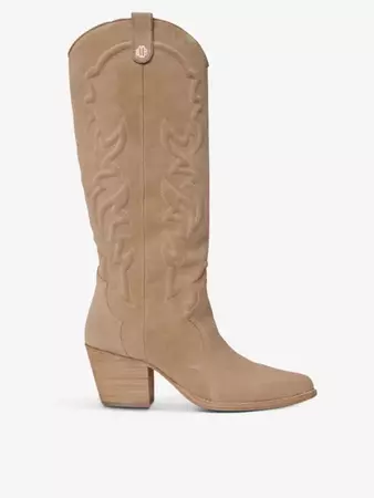 MAJE - Embroidered knee-high suede cowboy boots | Selfridges.com