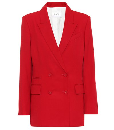Racil Archie Double-Breasted Wool Blazer In Red | ModeSens