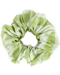 Ganni Women's Green Silk Stretch Scrunchie