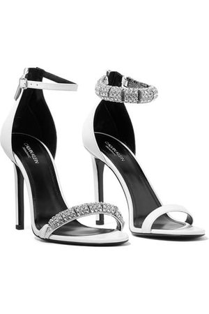 CALVIN KLEIN 205W39NYC Camelle crystal-embellished leather sandals