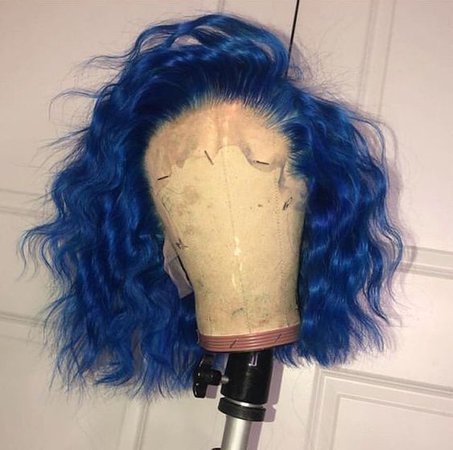 blue human hair wig