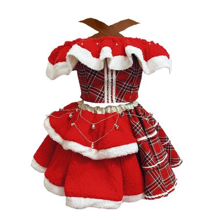 Hikarinocraft | Poodle Fur Fabric Christmas Skirt Set Brown Straps (Dei5 edit)