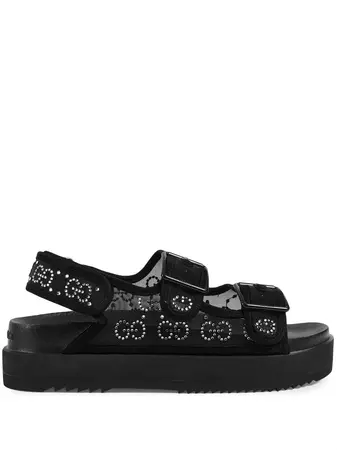 Gucci crystal-embellished monogram-pattern Sandals