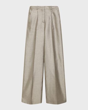 Joseph Alana High-Rise Wide-Leg Metallic Pants | Neiman Marcus