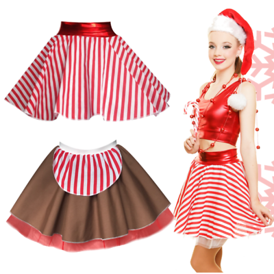 Ladies Candy Cane COSTUME Skirt Christmas Fancy Dress Dance Costume PLUS SIZE | eBay