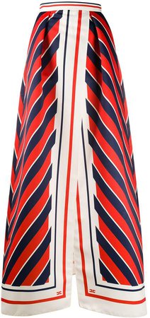 chevron-print satin A-line maxi skirt