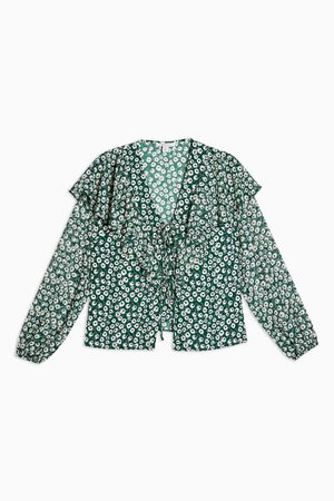 Sheer Sleeve Print Blouse | Topshop green