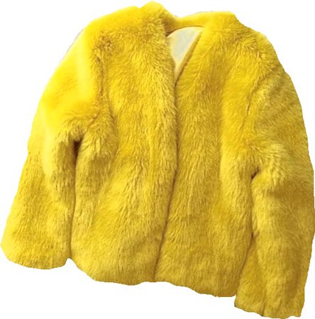 yellow furry jacket