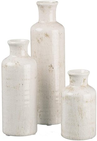Amazon.com: Sullivans Small White Vase Set (Ceramic), Rustic Home Decor, Distressed White, Set of 3 Vases (CM2333).: Home & Kitchen