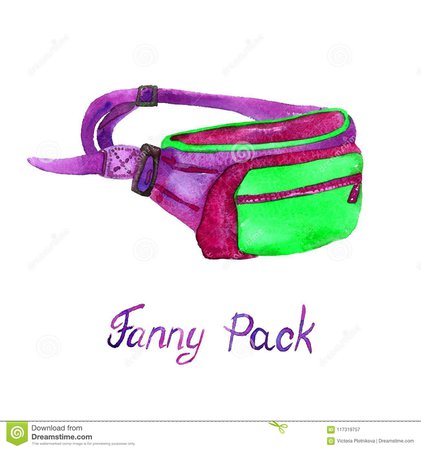 Fanny Belt Pack Type Of Bag In Green, Purple, Red Colors Palette, Isolated On White Background Stock Illustration - Illustration of fashion, design: 117319757