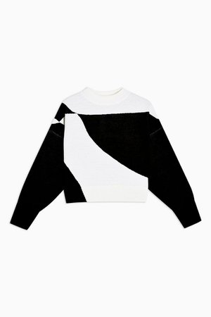 Black and White Pattern Knitted Sweatshirt | Topshop