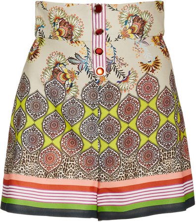 Alexis Florian Printed High-Rise Crepe Shorts