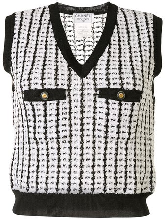 Chanel Pre-Owned 1997 Bouclé Knitted Vest - Farfetch