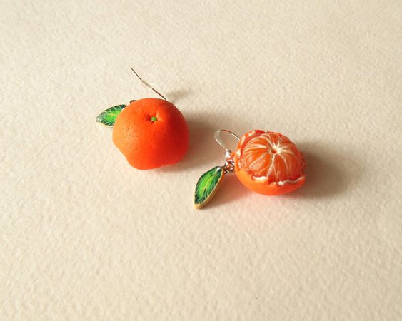 Mandarin earrings tangerine jewelry Mandarin jewelry gift for | Etsy