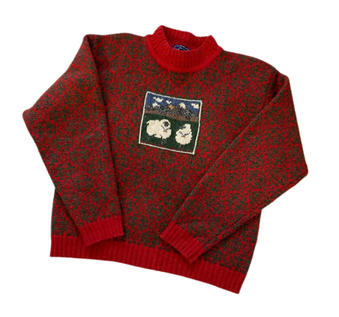 Vintage Wool Sheep Pattern Sweater // VintageandGeeShop