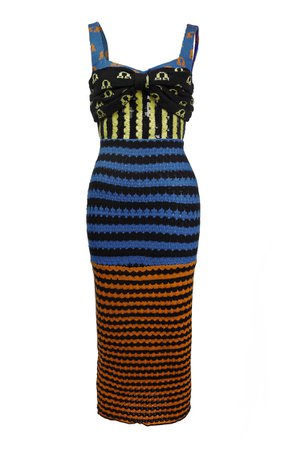 Joy Summer Mixed-Knit Wool Midi Dress By Lisa Folawiyo | Moda Operandi