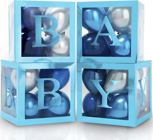 Baby Boxes with Letters for Baby Shower - Baby Shower Box Set, 4 Clear Blocks, 8 Letters - Gender Reveal Decorations, Party Backdrop for Boys & Girls Birthday : Amazon.com.au: Toys & Games