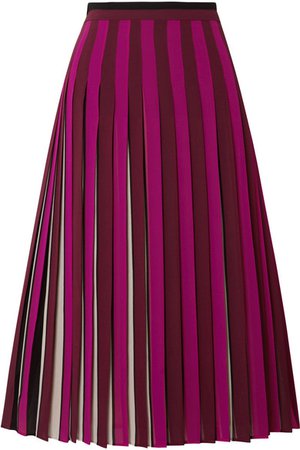 MICHAEL Michael Kors | Pleated striped crepe midi skirt | NET-A-PORTER.COM