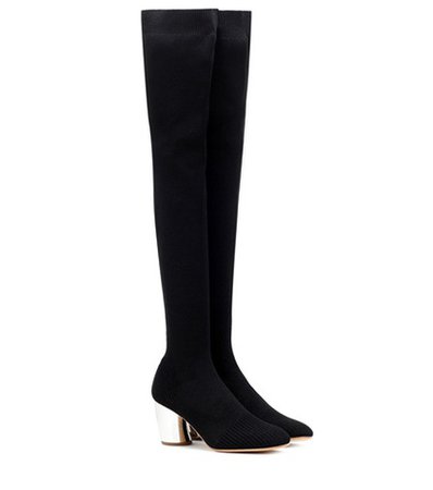 Stretch-knit over-the-knee boots