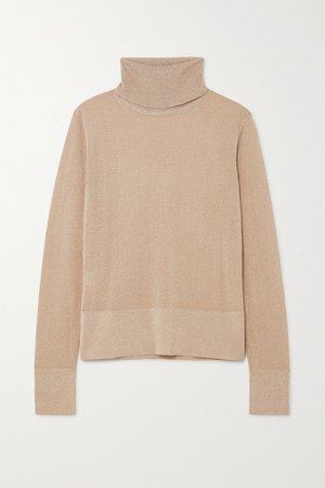 Beige Lexia metallic knitted turtleneck sweater | Altuzarra | NET-A-PORTER