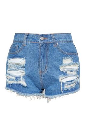 Mid Vintage Ripped Denim Hot Pants | Denim | PrettyLittleThing