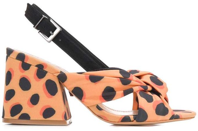 leopard print block heel sandals