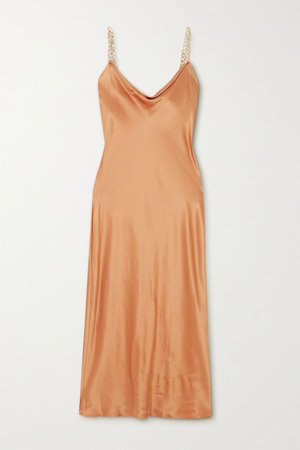 Copper Bibi chain-embellished silk-satin midi dress | Olivia von Halle | NET-A-PORTER