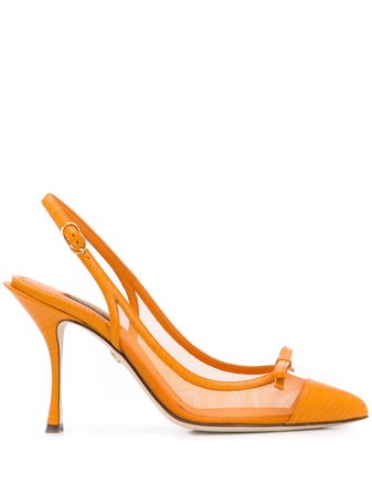Dolce & Gabbana Bow Detail Mesh Pumps CG0400AX047 Orange | Farfetch